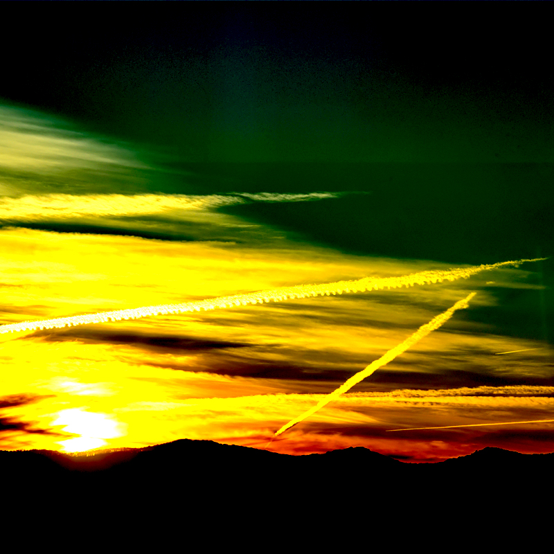 colorful contrails in the sky